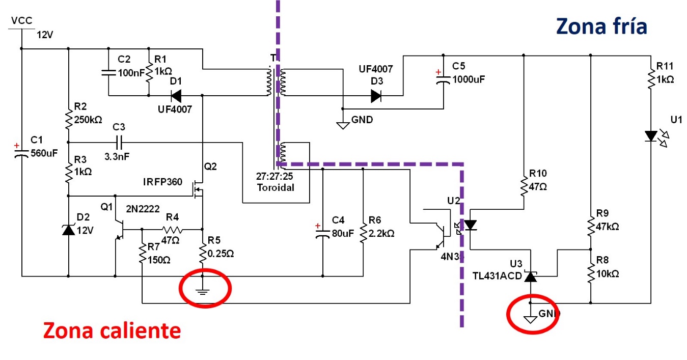 Curso de electrónica proyectos No. 3.0 – Fuente conmutada autooscilante con MOSFET