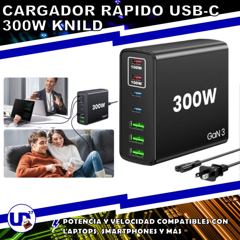 Cargador rápido USB C de 300 W Knild